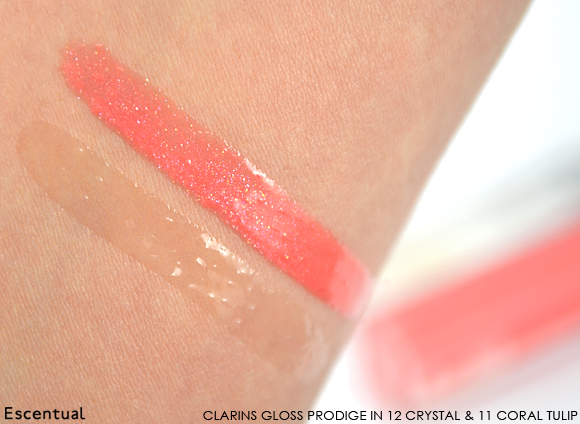 Clarins Gloss Prodige in 11 Coral Tulip and 12 Crystal