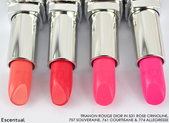 Rouge Dior Lipstick 531 Rose Crinoline 757 Souversaine 761 Courtisane 774 Allegresse