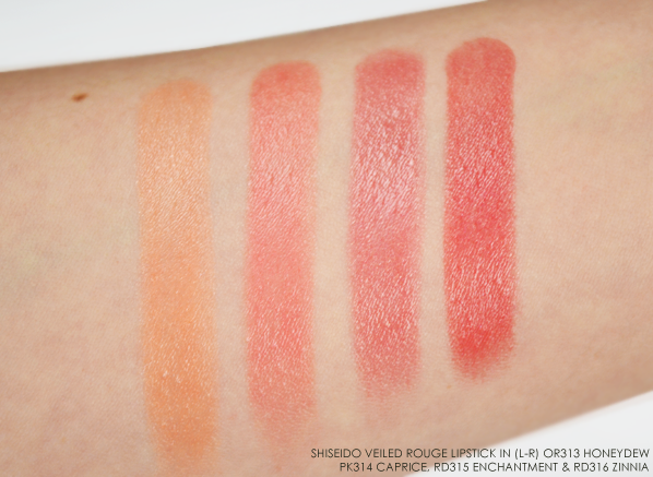 Shiseido Veiled Rouge Lipstick Autumn 2015 Swatches