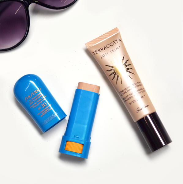 Guerlain Terracotta Joli Teint Foundation and Shiseido UV Protective Stick - Holiday-Proof Your Makeup
