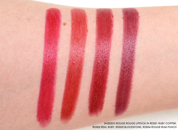 Shiseido Rouge Rouge RD501 Ruby Copper - RD502 Real Ruby - RD503 Bloodstone - RD504 Rouge Rum Punch
