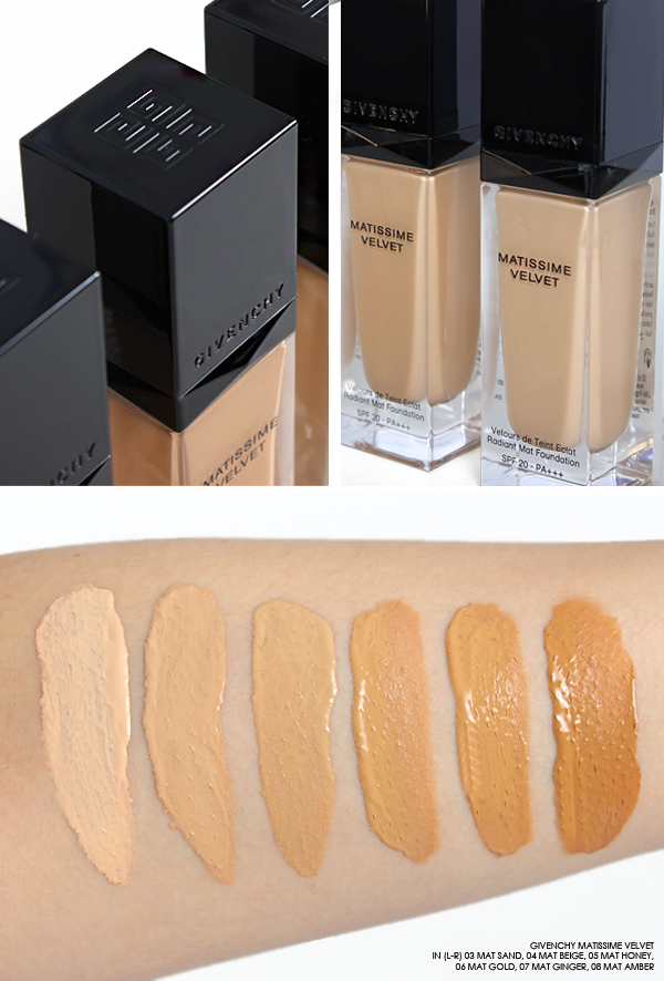 Givenchy Matissime Velvet Foundation Swatches