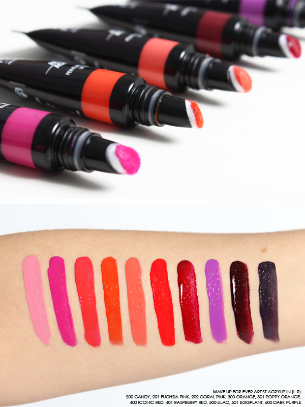 MAKE UP FOR EVER ARTIST ACRYLIP SWATCHES