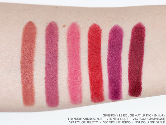 GIVENCHY Le Rouge Mat Lipstick Swatches - Escentual's Blog