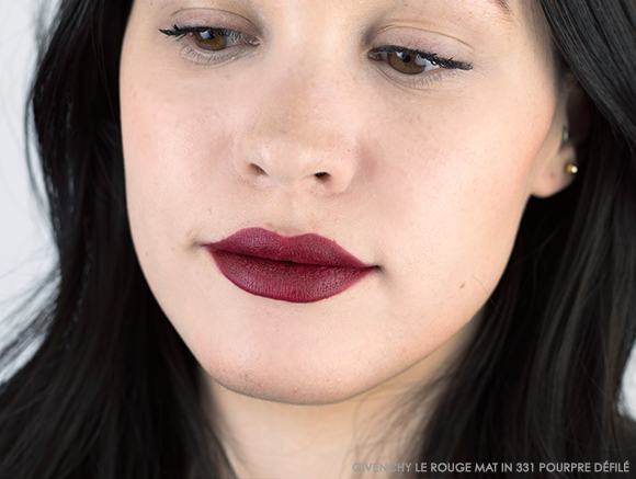 GIVENCHY Le Rouge Mat Lipstick Swatches - 331 Pourpre Defile - Escentual Beauty Buzz