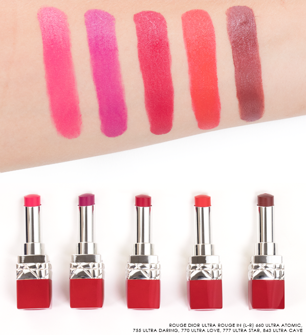 Rouge-Dior-Ultra-Rouge-Lipstic-Swatches-in-660-Ultra-Atomic-755-Ultra-Daring-770-Ultra-Love-777-Ultra-Star-843-Ultra-Cave