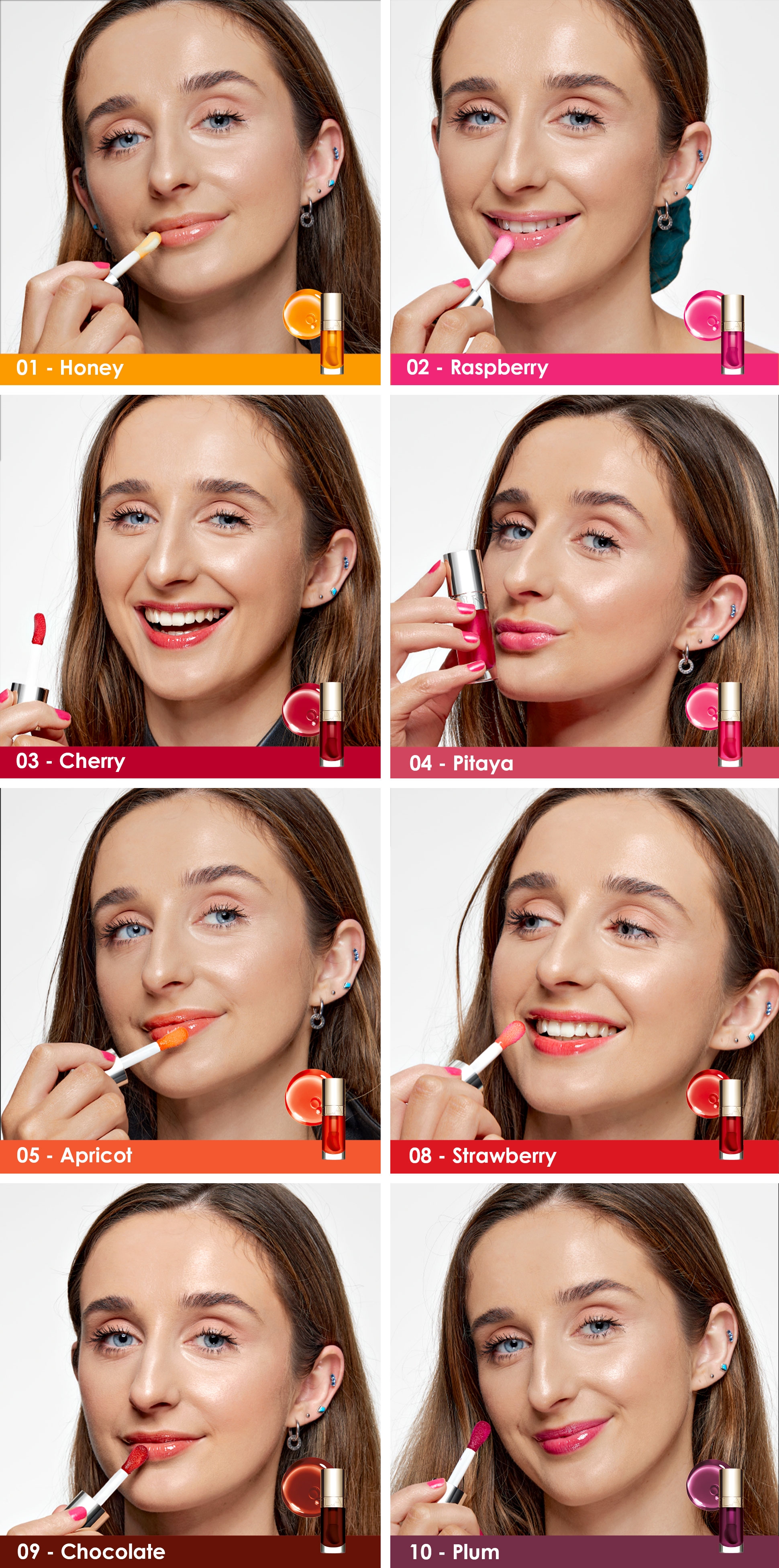 Clarins Lip Comfort Oil Swatches on Lips by Escentual